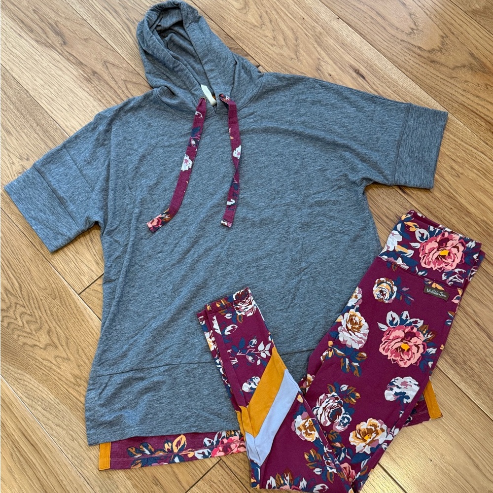 Matilda Jane Gray Hoodie and Floral Leggings Set